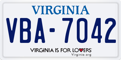 VA license plate VBA7042