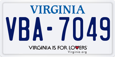 VA license plate VBA7049