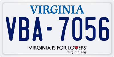 VA license plate VBA7056