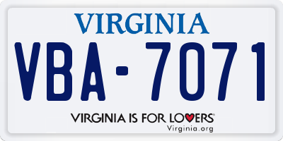 VA license plate VBA7071