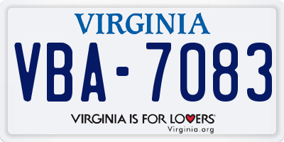 VA license plate VBA7083