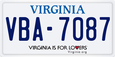 VA license plate VBA7087