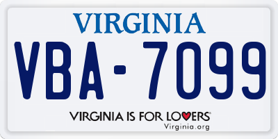 VA license plate VBA7099
