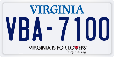 VA license plate VBA7100
