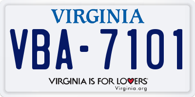 VA license plate VBA7101