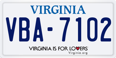 VA license plate VBA7102