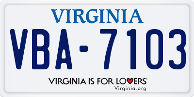 VA license plate VBA7103