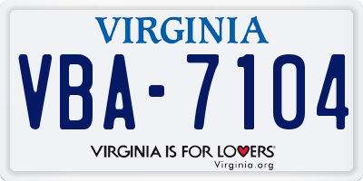 VA license plate VBA7104
