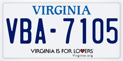 VA license plate VBA7105
