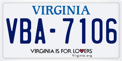 VA license plate VBA7106