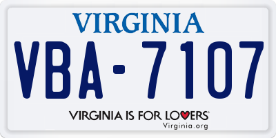 VA license plate VBA7107