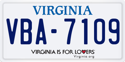 VA license plate VBA7109