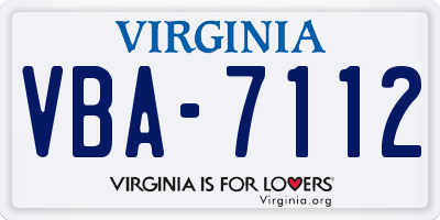 VA license plate VBA7112