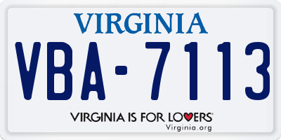 VA license plate VBA7113