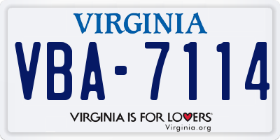 VA license plate VBA7114