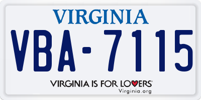 VA license plate VBA7115