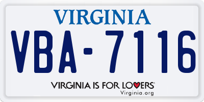 VA license plate VBA7116