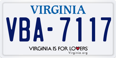 VA license plate VBA7117