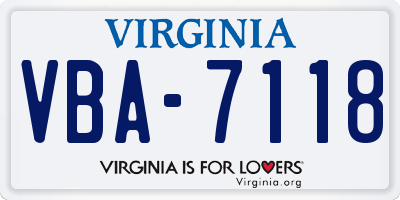 VA license plate VBA7118