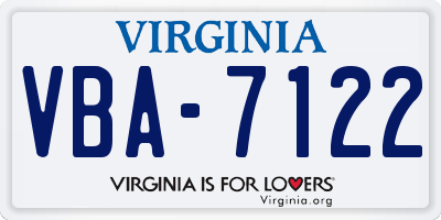 VA license plate VBA7122