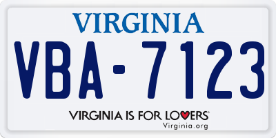 VA license plate VBA7123