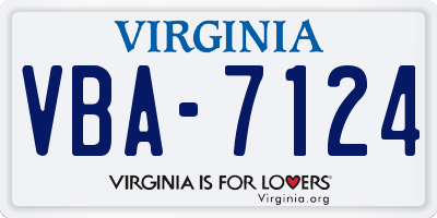 VA license plate VBA7124