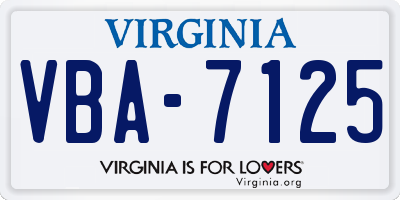 VA license plate VBA7125