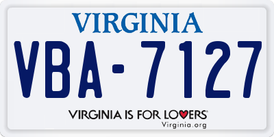 VA license plate VBA7127