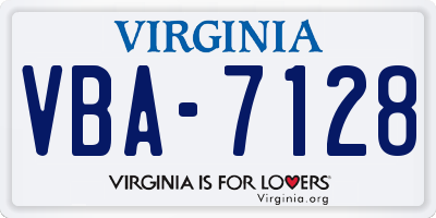 VA license plate VBA7128