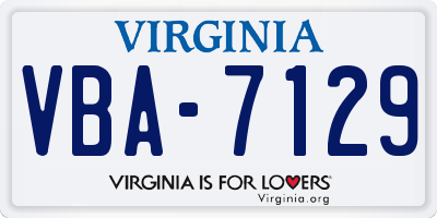 VA license plate VBA7129