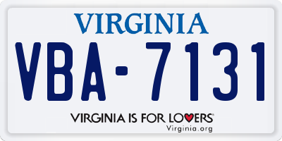 VA license plate VBA7131