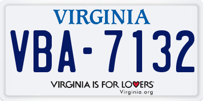 VA license plate VBA7132