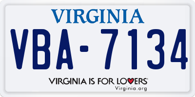 VA license plate VBA7134