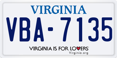VA license plate VBA7135