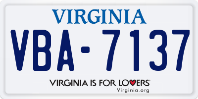 VA license plate VBA7137