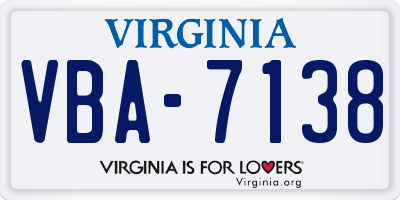 VA license plate VBA7138