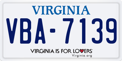 VA license plate VBA7139