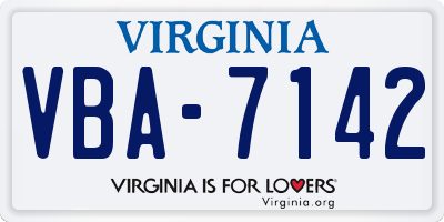 VA license plate VBA7142