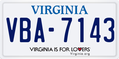 VA license plate VBA7143