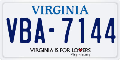VA license plate VBA7144