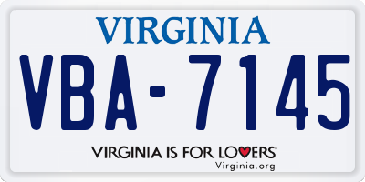 VA license plate VBA7145