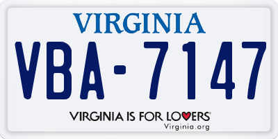 VA license plate VBA7147
