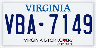 VA license plate VBA7149