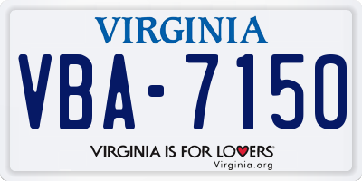 VA license plate VBA7150