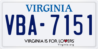 VA license plate VBA7151