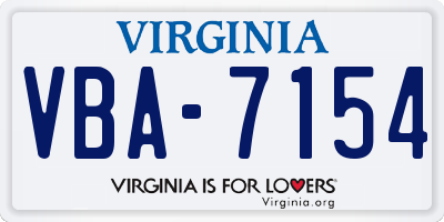 VA license plate VBA7154