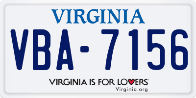 VA license plate VBA7156