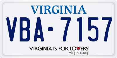 VA license plate VBA7157