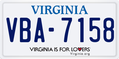 VA license plate VBA7158