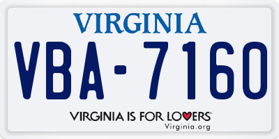 VA license plate VBA7160